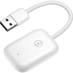 Actualizacin del adaptador inalmbrico CarPlay, con cable a inalmbrico, compatible con Apple CarPlay, iPhone Plug and Play, conexin estable (blanco)