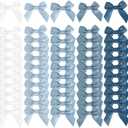 AIMUDI 5 Colors Dusty Blue 2" Satin Bows Self Adhesive Satin Bows for Gift Wrapping Premade Ribbon Bows with Double-Sided Tape for Making Crafts Baby Shower Birthday Party Wedding Decorations, 50 PCs (Multi-colored, Dusty Blue)
