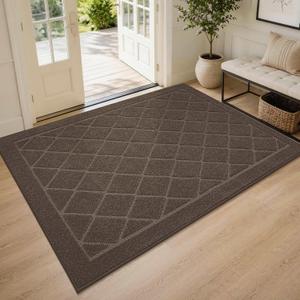 BEQHAUSE Dirt Trapper Door Mat 48" x 72", Doormat Non-Slip, Light Brown