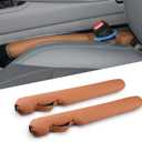 Leather Car Seat Gap Filler Universal for Car Truck SUV to Block The Gap Between Seat and Console Stop Things from Dropping 2 Packs Tan