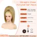 SEIKEA Cheer Ponytail Hair Piece, 100% Super Protein Fiber Straight Cheerleader Hairpiece Lightweight Silky Smooth Fluffy 18" Ponytail Extension for Cheerleader Competition, Dance Blonde