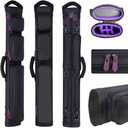 2x4 Nylon Pool Cue Case–Holds 2 Butts & 4 Shafts,Waterproof & Dustproof Pool Stick Bag Dual Shoulder Straps,Padded Handle,Smooth Dual Zippers for Pool Cue Multiple Colors