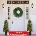 Christmas Wreaths Outdoor Realistic 24 Inch Large Artificial Winter Greenery Pine Cedar Wreaths for Windows Xmas Holiday Home Table Mantle Yard Staircase Wall Door Porch Hanging Decor Outdoor Indoor