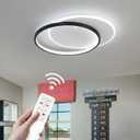 Modern LED Ceiling Light Fixture Black Semi Flush Mount Light with Remote Control 19.69" Hallway Light Fixtures Ceilings Mount Dimmable Ceiling Lamp for Bedroom,Kitchen,Entryway