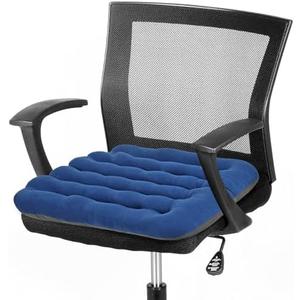 BUYUE Good Support Office Chair Cushion Padded, Soft Velvet Comfortable Non-Slip Seat Cushion for Computer Desk Kitchen Chair (1 Count, Blue)