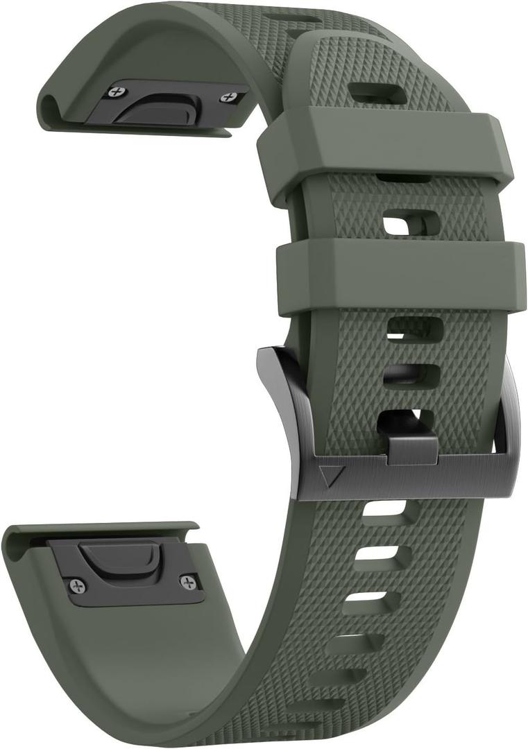ANCOOL for Fenix 5/Fenix 6/Fenix 7 Band 22mm Silicone Watch Band for Fenix 8 Fenix E 47mm/Fenix 5 Plus/Fenix 6 Pro/Fenix 7 Pro/Forerunner 935(Army Green) (1 Pack)