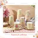 Umigy 36 Sets Tea Party Decorations 6.5 oz Floral Paper Tea Cups with Plates Paper Napkins Disposable Blossom Teacups and Saucers Sets for Girls Birthday Party Supplies(Yellow)