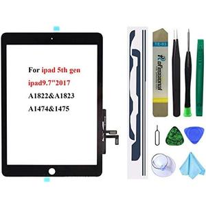 Dedia Black Touch Screen Replacement for iPad 5 2017 9.7 inch, A1822 A1823 A1474 A1475 Digitizer Glass Assembly Without Home Button (not Include LCD) + Pre-Installed Adhesive + Tool kit