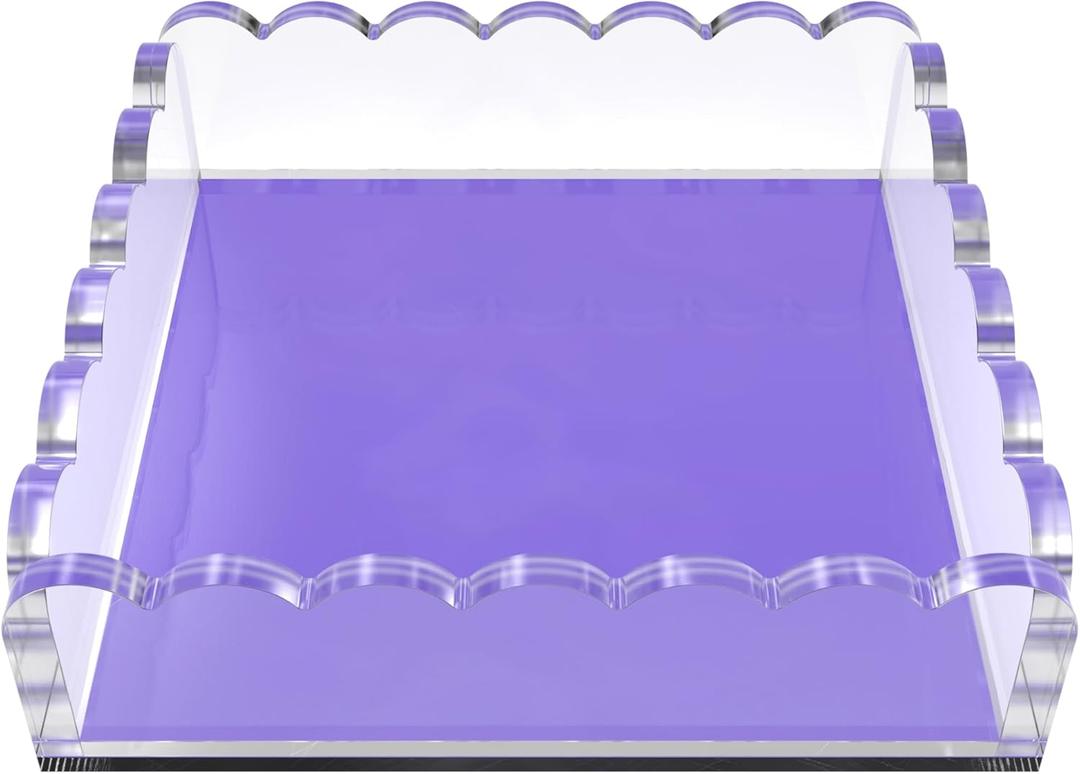8 x 8 Scalloped Acrylic Tray  Purple Display Tray & Jewelry Organizer, AntiSlip Pads, Modern Desk Dcor Gift, Chic & Versatile