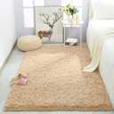 Merelax Soft Modern Indoor Shaggy Rug for Bedroom Livingroom Dorm Kids Room Home Decorative, Non-Slip Plush Fluffy Furry Fur Area Rugs Comfy Nursery Accent Floor Carpet 3x5 Feet, Light Tan