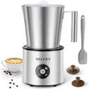 Secura 4-in-1 Automatic Milk Frother, 17oz Teflon-Free Stainless Steel Jug, Hot/Cold Foam Maker & Milk Warmer for Latte, Cappuccino, Macchiato, Hot Chocolate, Includes Silicone Spatula & 2 Whisks