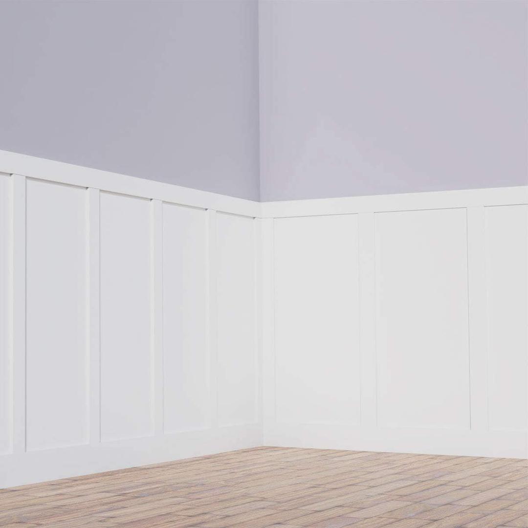 Ekena Millwork, WPKP56X03CS Classic Shaker, 8' Length PVC Wainscoting Kit, Heights up to 56" (20" Adjustable Wall Panels), White