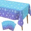 6 PCS Snowflake Tablecloth 54 x 108 " Winter Wonderland Decorations Christmas Snowflake Table Cloth Purple Blue Plastic Disposable Tablecloths Frozen Table Cover for Xmas Birthday Holiday Party Decor