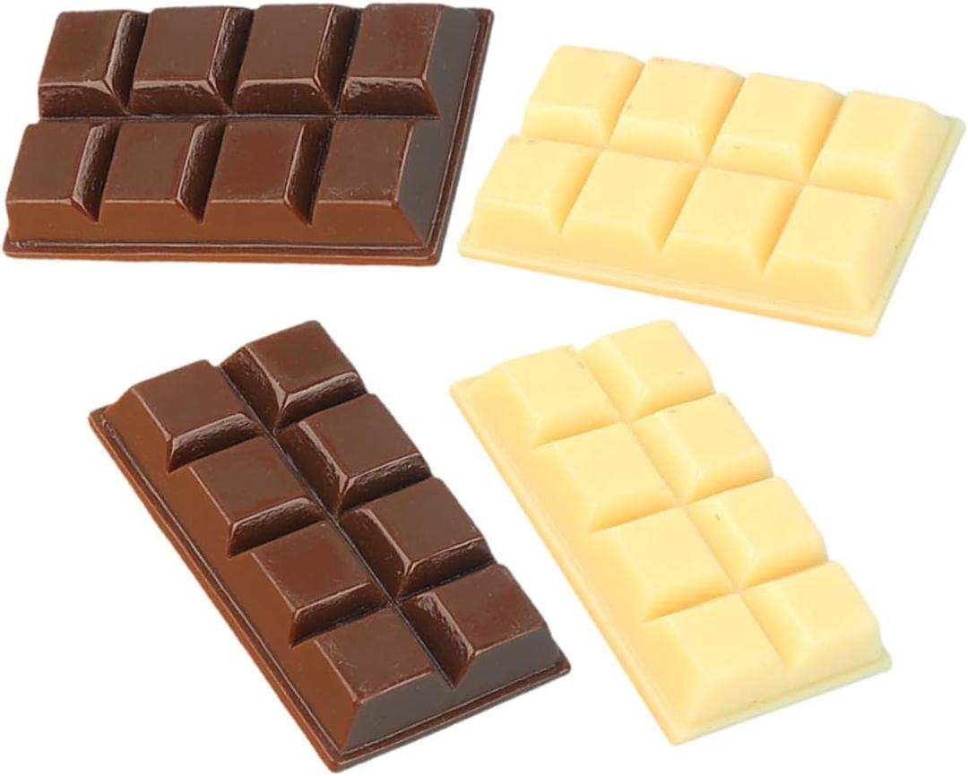Toyvian 4pcs Fake Chocolates Models, Resin Small Chocolates Props, Realistic Doll House Decoration, Home Decor, Party