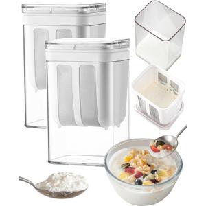 Yogurt Strainer 2Pack, 19oz/562ml Thick Greek Yogurt Milk Filter, Food Strainer, Greek Yogurt Strainer with Stainless Steel Fine Mesh Bag and Lid for Yogurt, Soybean Milk, Kefir, Berries, Fruit Juice