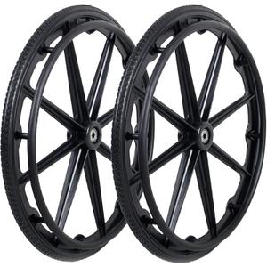 Wheelchair Wheel Replacement Parts 24 Inch, Wheelchair Wheel Replacement with Bearings and Hand Wheel, Non-Pneumatic Solid Wheelchair Rear Wheel (24 * 13/8)