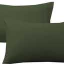 evoLive 100% Rayon Derived from Bamboo Material Cooling Breathable Pillow Cover/Pillowcases (Evergreen, 20”X30“ Standard), count of 2