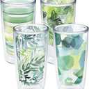 Tervis Yao Cheng Green Crystal Made in USA Double Walled Insulated Tumbler Travel Cup Keeps Drinks Cold & Hot, 16oz 4pk, Green Collection (Clear)