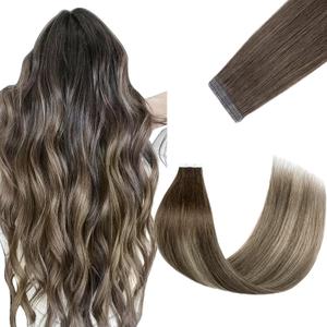 Tape in Hair Extensions Real Human Hair Double Stitched Invisible Seamless 20pcs 50g(Ombre Medium Brown to Honey Blonde, 18 inch)