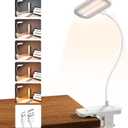 Desk Lamp Battery Operated, Clip on USB Rechargeable Reading Light for Headboard with Large Clamp, 25 Models Adjustable Cordless Touch Light for Bed Frame Bunk Dorm Table Bedside (White)