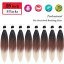 Brown Blonde Ombre Braiding Hair Pre Stretched Synthetic Color Hair Extensions for Braiding 26 Inch 8 Packs Prestretched Braiding Hair Hypoallergenic Soft Long Jumbo Crochet Braids Hair