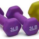 Amazon Basics Neoprene Dumbbell Hand Weights for Exercise and Muscle Toning, Rack with 3 Pairs (2, 3, and 5 Pound)