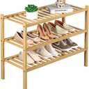 3 Tier Bamboo Shoe Rack for Closet Free Standing Wood Shoe Shelf Storage Organizer