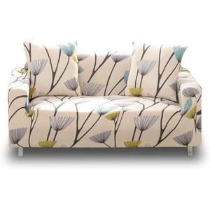 Lamberia Printed Sofa Cover Stretch Couch Cover Sofa Slipcovers for Couches and Loveseats with Two Free Pillow Case (Beige, Loveseat) (Sofa-3 Seater)