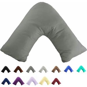 TAOSON 100% Cotton 300 Thread Count Soild Envelope Style V Shaped/Tri/Boomerang Standard Pillow Case Cushion Cover Only Cover No Insert (Dark Grey/Gray)