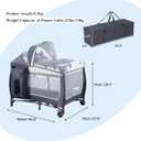 4 in 1 Pack and Play,Portable Nursery Center Baby Playard with Bassinet &Changing Table,Foldable Baby Crib Travel Playpen with Wheels,Removable Canopy with Toys,Storage Bag (Grey)