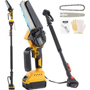 6 Inch Mini Chainsaw Brushless Tree Trimmer with DEW 20V Extension Pole, Tree Saw for Trimming Pruning (Tool Only)