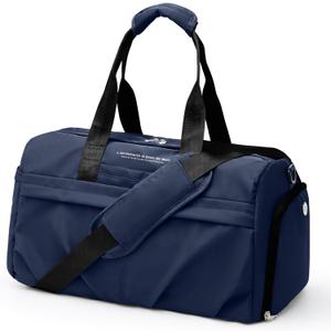 Gym Bag for Women Men with Shoe Compartment, Sport Duffel Bag, Waterproof Travel Weekender Overnight Carry on Bag for Yoga with Trolley Sleeve, Peacock Blue