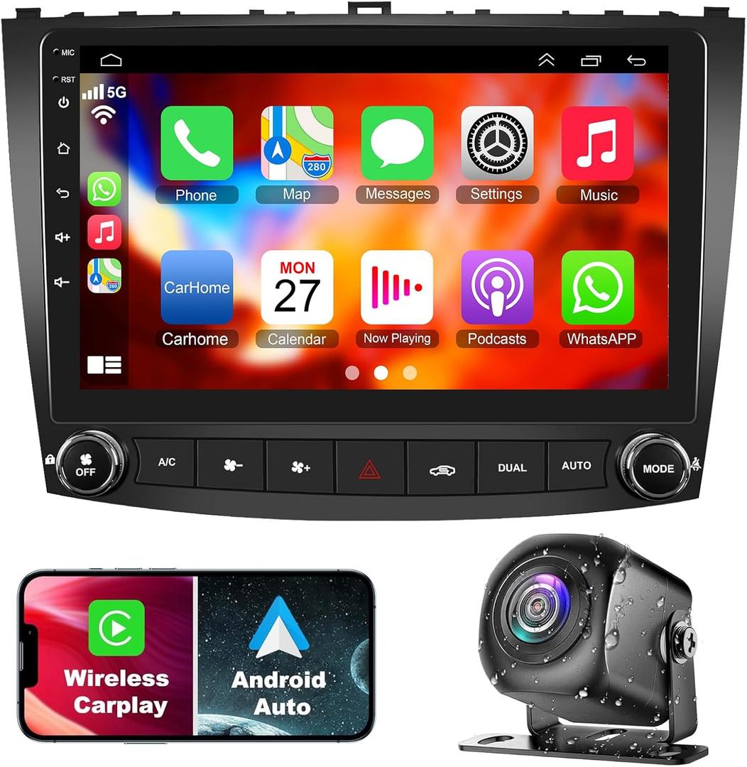 4G+64G Car Stereo Upgrade Radio for Lexus IS250 IS350 2006-2012, 10.1 Inch Touchscreen Android 12 Stereo Support Wireless Carplay/Android Auto/WiFi/GPS/Bluetooth5.2/Back-up Camera/FM/SWC