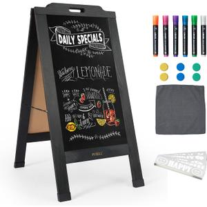 Magnetic Sandwich A-Frame Chalkboard Sign - 40 x 20 Inches, Black Large Wooden Chalk Board for Sidewalk, Stand up Double-Sided Outdoor Easel Display for Restaurant Cafe Shop Wedding Party or Business