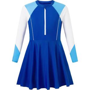 Mioglrie Girls Swimsuit Teens Bathing Suits Girls Long Sleeve Swimsuit One Piece Juniors Swimwear for 7-14 Years Kids