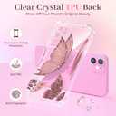 2 x Clear Case Compatible with iPhone 12, Cute Butterfly Print Protective Cover for Girls Women, Slim Soft TPU Four Corners Shockproof Case for iPhone 12 - Dark Pink Butterfly