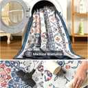 6x9 Washable Area Rugs, Large Non-Slip Vintage Rugs for Living Room, Low Pile Floral Distressed Indoor Rugs, Print Carpet Rug for Bedroom Kids Playroom Dining Room Decor, Blue/Beige