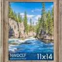 Rustic 11x14 Picture Frame, Reclaimed Barnwood Photo Frame with Real Glass, Distressed Natural Wood Frame for Wall Mount, Farmhouse Country Home Office Cabin Dcor