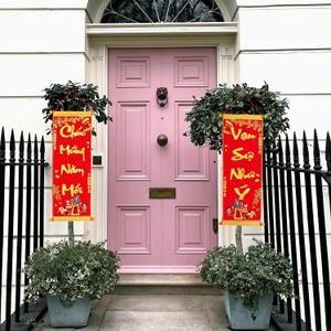 2 x Vietnamese New Year Red Hanging Couplets, 2026 Asian Spring Festival Scrolls for Tt Vit Nam Dcor, Traditional Vietnam Lunar Year Door Banner Sign for Door Wall, Cu i Treo Tt Nguyn n