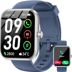 Smart Watch with Alexa Built-in, 1.83" HD Touchscreen Fitness Tracker, Bluetooth Notifications/Calls, IP68 Waterproof, 120+ Sport Modes, 24/7 Heart Rate & Sleep Monitor for iPhone Android iOS (Blue)