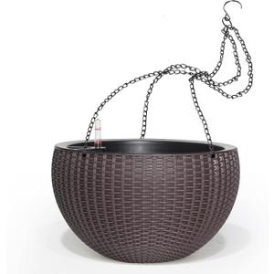 Dexceder 13.5 Inch Large Self Watering Hanging Planters Indoor Outdoor, Thickened Hanging Basket Flower Plant Pot with Water Level Indicator (Brown)