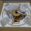 Ceiling Fan with Light 20" Ceiling Fans with Lights and Remote, 6 Speeds, Dimmable, Fandelier Ceiling Fan, Chandelier Crystal Fan Light for Bedroom, Living Room, Nursery (Gold)