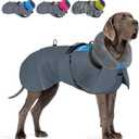 SlowTon Dog Winter Coat, Windproof 3 Layers Thick Warm Fleece Lining Dog Jacket for Cold Weather, Reflective Dogs Apparel with Leash Opening for Medium Large Dogs(Blue,M)