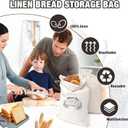 3 Packs Linen Bread Bags for Homemade Bread, 18 14 Inches Reusable Sourdough Bread Bag for Bakery Baguette Picnic Wedding Wrapping Camping