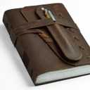 Leather Journal Notebook for Men & Women Daily Vintage Leather Bound Journal Travel Notebook 290 Lined Paper Diary Writing Journal Travelers Scrapbook Poetry Sketchbook Small Leather Gifts with Pen (6 x 4.5)