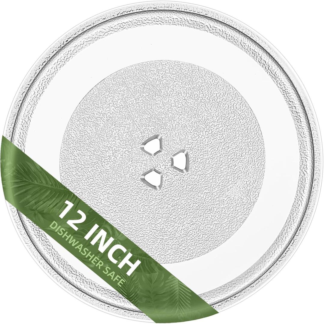 12" Microwave Glass Plate Replacement W11367904 W11291538 W10337247 W11443145, Compatible with Microwave Glass Turntable Plate WMH31017 WML55011 12 Inch Microwave Plate (12" Small Coupler Hole)