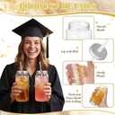 48 Pcs Graduation Plastic Cups with Lid and Straws Bulk 13.5 oz Class of 2026 Plastic Mason Jars Reusable Tumblers Graduation Gifts for Class of 2026 Congrats Grad Party Favors (Gold)