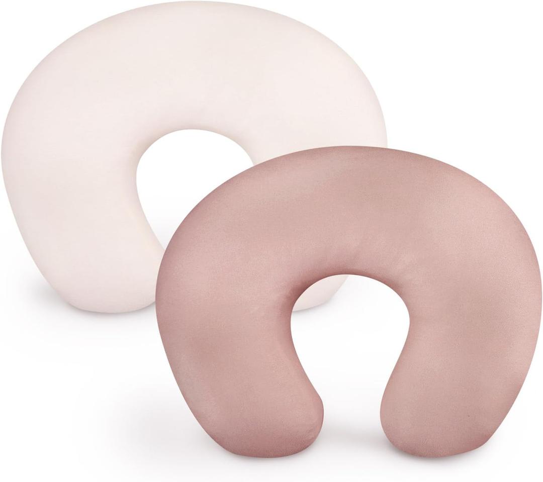 TANOFAR Nursing Pillow Cover 2 Pack, Stretchy Soft for Breastfeeding, Fits Standard Infant Pillow for Boys Girls, Milk Silk (Cover Only)