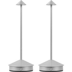 Cordless Table Lamps,LED Rechargeable Desk Lamp,Portable Modern USB Battery Operated Lights,Outdoor Waterproof Touch Dimmable,for Patio,Restaurant,Bar,Camping,Dining Home (2Pcs-Silver)