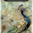 DorisMax for iPhone 17 Pro Max Case - Wireless Charging Compatible - Dual-Layer Hard Shell + Silicone Cover - Shockproof Protective Phone Case with Stylish Designs for Women - Peacock and Flower